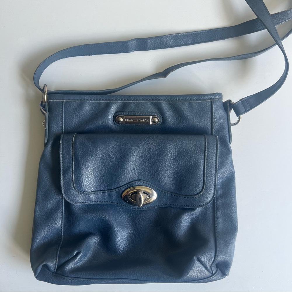 Franco Sarto Blue Cross Body Bag Purse 10x9.5 inch
